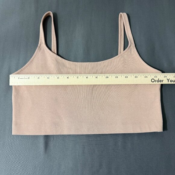 Aritzia The Group Babaton Top Women's Large Ribbed Frankie Bra Crop Top Beige - Picture 9 of 12